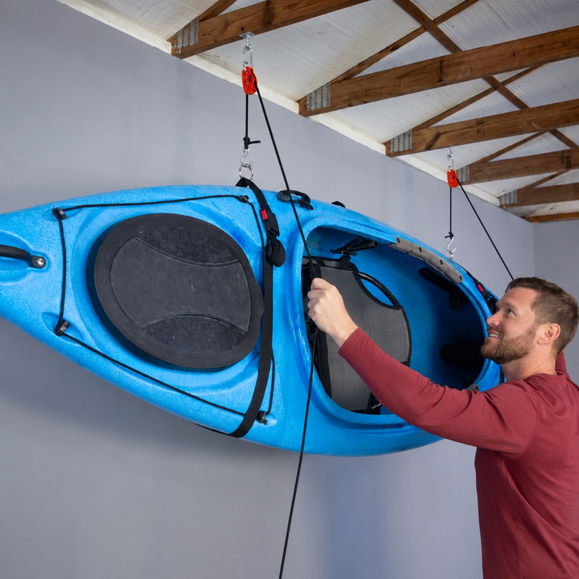 Tie Boss hoisting kayak
