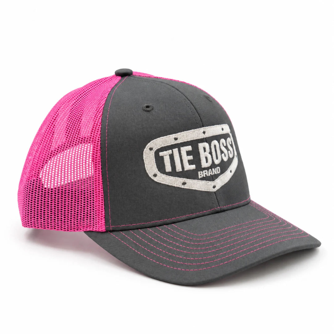 Tie Boss Trucker Hat - Charcoal/Pink