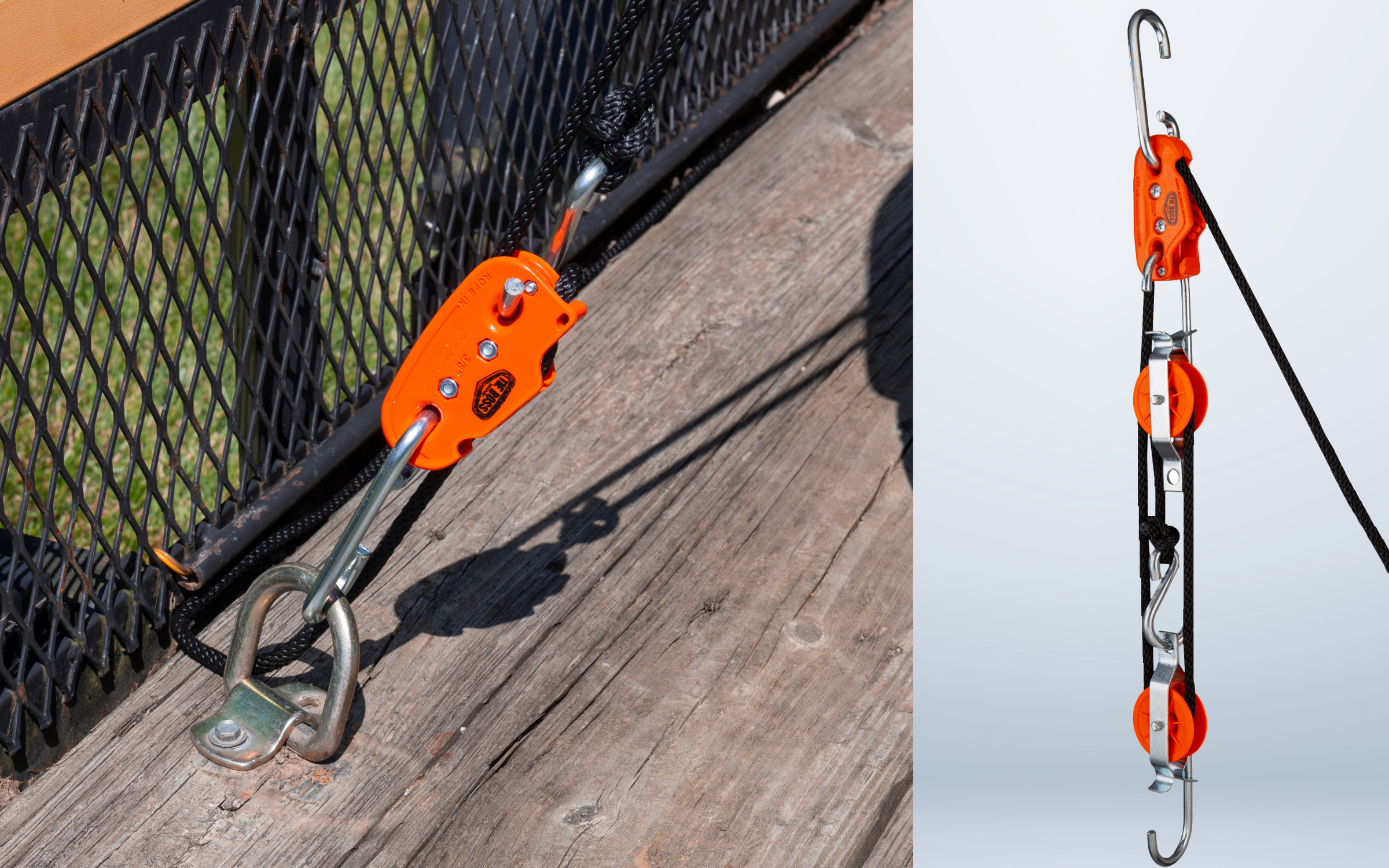 Block and Tackle Easy to use hoist. Mechanical advantage.